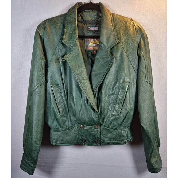 Wilsons Leather Jackets & Blazers - Vintage Wilson’s Leather Green Leather Jacket w/ Thinsulate Womens Small 80s 90s